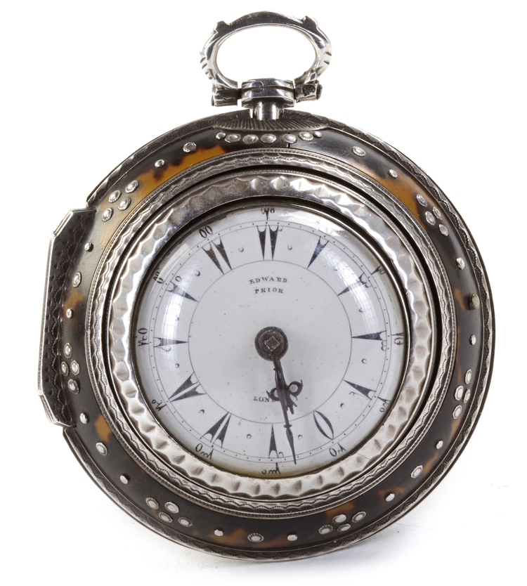 A FINE SILVER AND TORTOISESHELL TRIPPLE CASE TURKISH MARKET POCKET WATCH - EDWARD PRIOR, LONDON, 19TH CENTURY