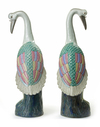 A PAIR OF CHINESE FAMILLE ROSE CRANES