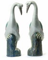 A PAIR OF CHINESE FAMILLE ROSE CRANES
