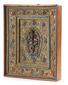 A NEPALESE GILT FILIGREE CORAL AND TURQUOISE- INLAID PANEL, NEPAL, 19TH-20TH CENTURY