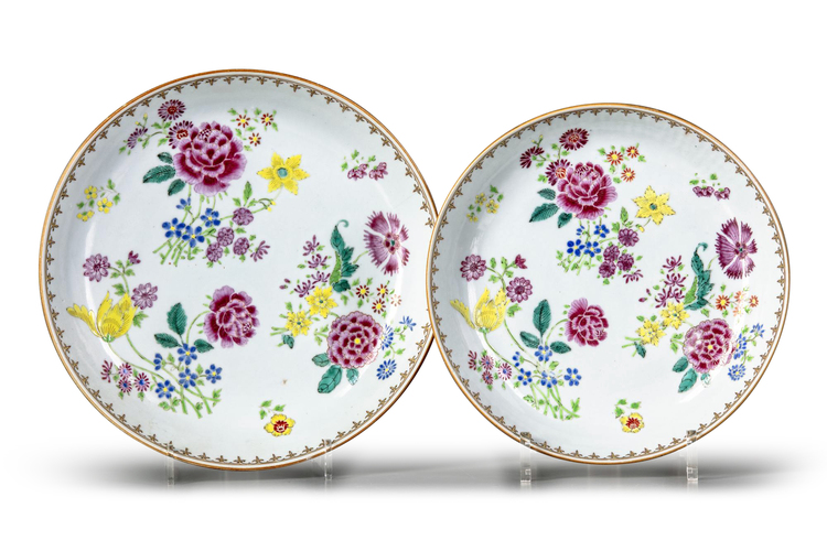 TWO CHINESE FAMILLE ROSE DISHES, 18TH CENTURY