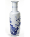 A CHINESE BLUE AND WHITE 'THREE KINGDOMS' ROULEAU VASE, CHINA, 20TH CENTURY