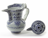 A CHINESE BLUE AND WHITE MONK'S CAP EWER AND COVER,19TH-20TH CENTURY