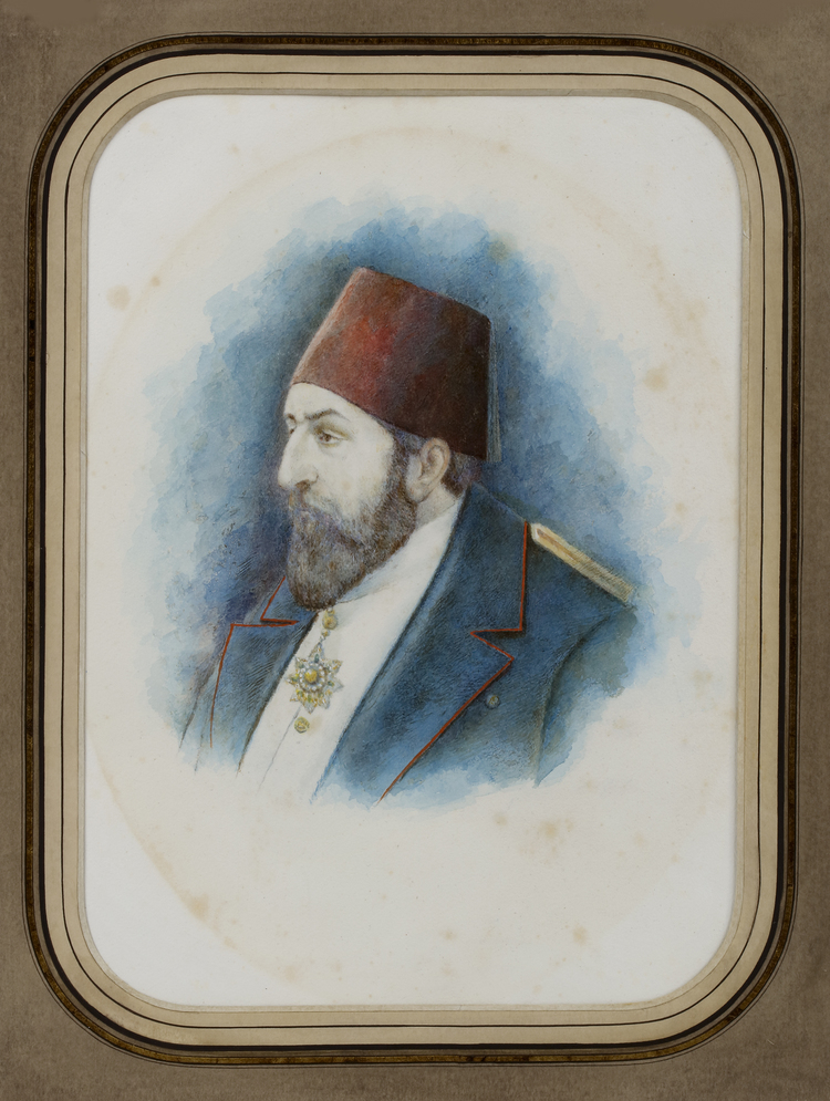 A WATERCOLOR PORTRAIT OF SULTAN ABDUL HAMID II, ITALY, LATE 19TH CENTURY