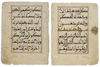 A QURAN LEAF IN MAGHRIBI SCRIPT, NORTH AFRICA OR ANDALUSIA, 13TH-14TH CENTURY