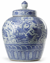 A CHINESE BLUE AND WHITE JAR AND COVER, QING DYNASTY (1644-1911)