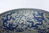 A LARGE CHINESE BLUE AND WHITE DRAGONS DISH,QING DYNASTY (1644-1911)
