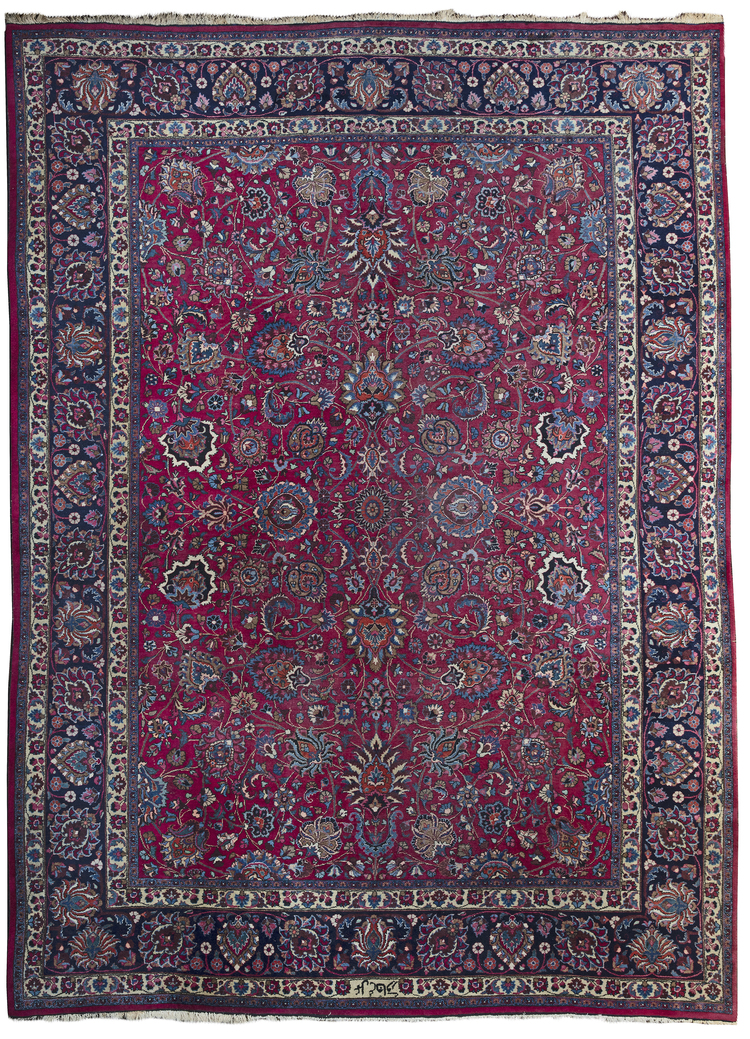 A LARGE SIGNED MESHED CARPET, NORTH-EAST PERSIA