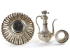 AN OTTOMAN SILVER LOBED EWER AND BASIN, 900 SILVER, 19TH CENTURY