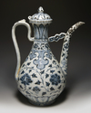 A CHINESE  BLUE AND WHITE EWER AND COVER