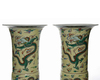 A PAIR OF CHINESE FAMILLE VERTE GU VASES, 19TH-20TH CENTURY