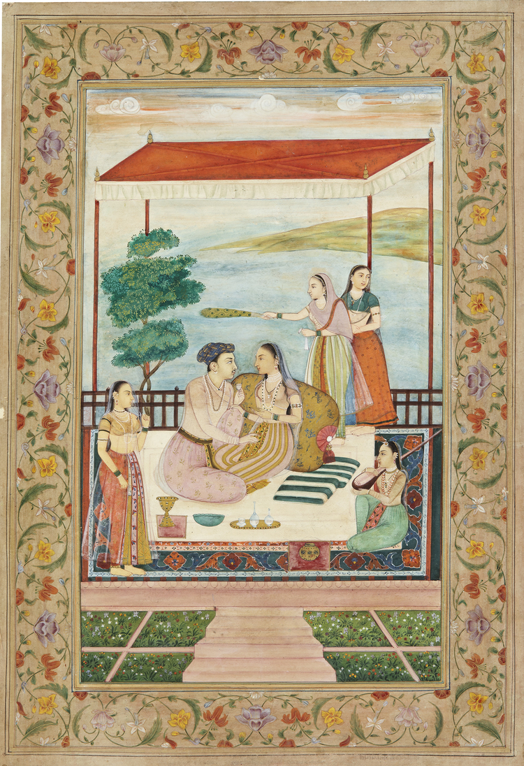 A MUGHAL MINIATURE OF A COUPLE, 19TH CENTURY