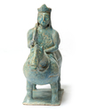 A KASHAN UNDERGLAZE DECORATED FIGURE OF A HORSE AND RIDER, PERSIA, 13TH CENTURY