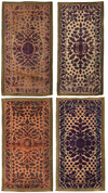 FOUR OTTOMAN VOIDED VELVET CUSHION PURPLE COVERS (YASTIKS). TURKEY, 19TH CENTURY