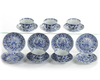 FIVE CHINESE BLUE AND WHITE CUPS AND ELEVEN SAUCERS, 19TH CENTURY