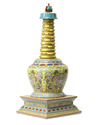 A CHINESE FAMILLE ROSE STUPA, CHINA, QING DYNASTY (1644-1911)