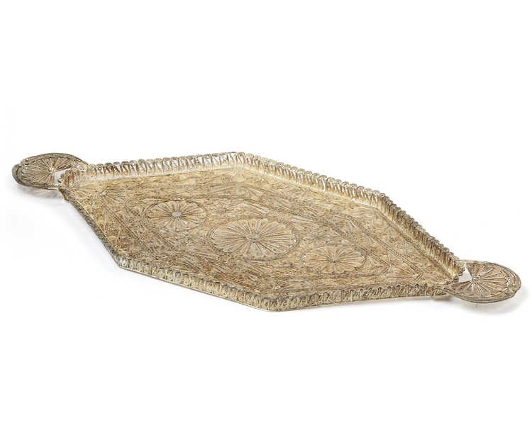 AN OTTOMAN SILVER FILIGREE TRAY, TURKEY, 19TH CENTURY