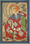 A COLORFUL PERSIAN SEATED YOUTH, 20TH CENTURY