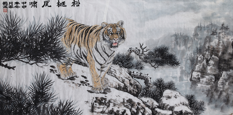 A CHINESE TIGER SCROLL, 20TH CENTURY