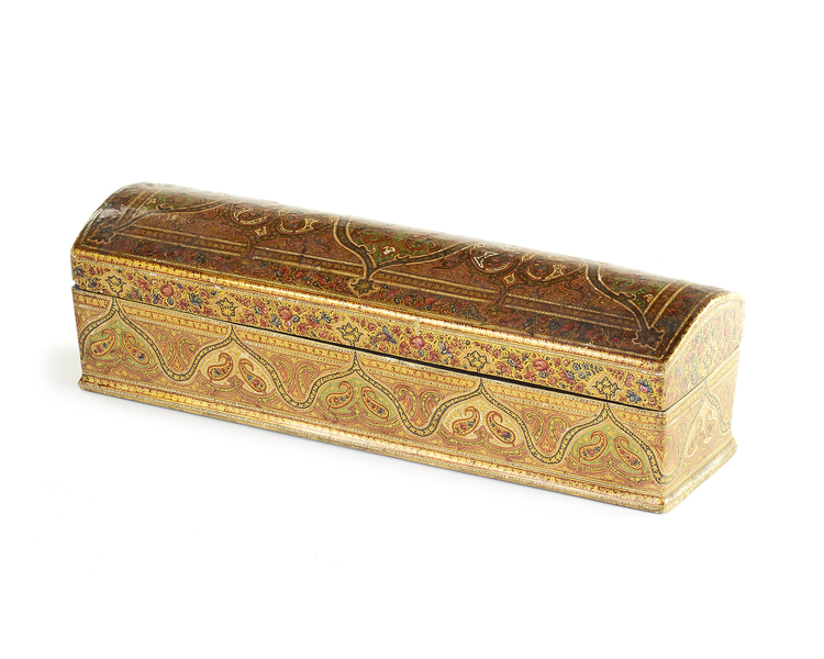 A KASHMIR LACQUERED BOX, PERSIA, 19TH CENTURY