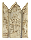 A CARVED IVORY TRIPTYCH, 19TH CENTURY