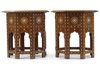 A PAIR OF INDIAN OCTAGONAL WOODEN TABLES,  20TH CENTURY