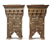 A PAIR OF DAMASCUS BONE-INLAID PAINTED WOOD PLANT STANDS INLAID WITH DAMASCUS POTTERY TILES, SYRIA, 16TH AND 19TH CENTURY