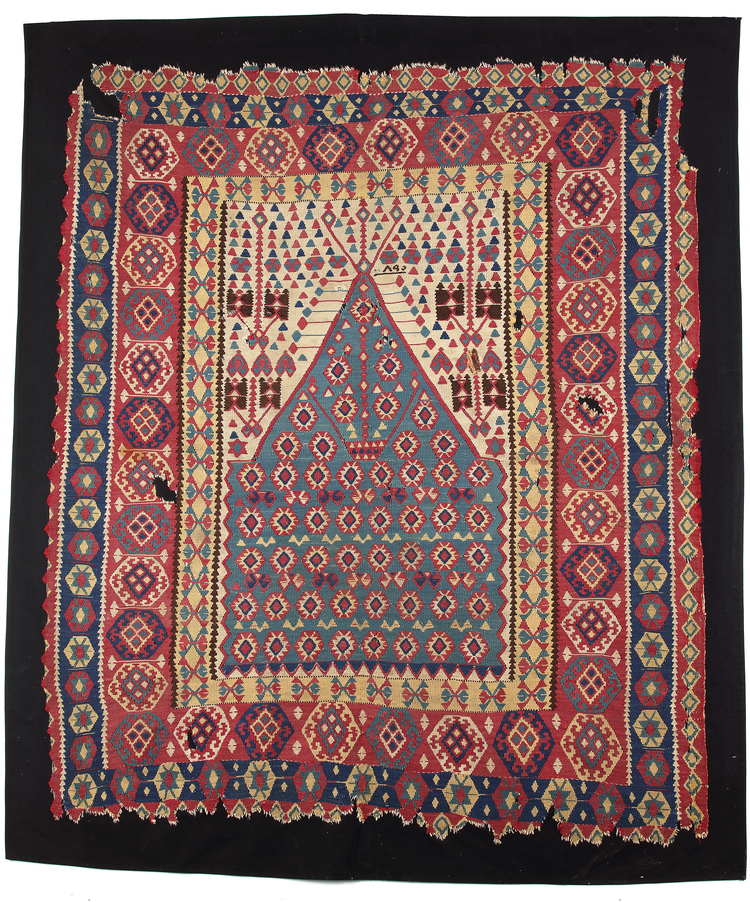 AN ERZURUM KILIM PRAYER RUG, DATED 1795