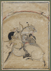 A MUGHAL MINIATURE, WILD BOAR ATTACKING A RIDER ON A HORSE, 19TH CENTURY