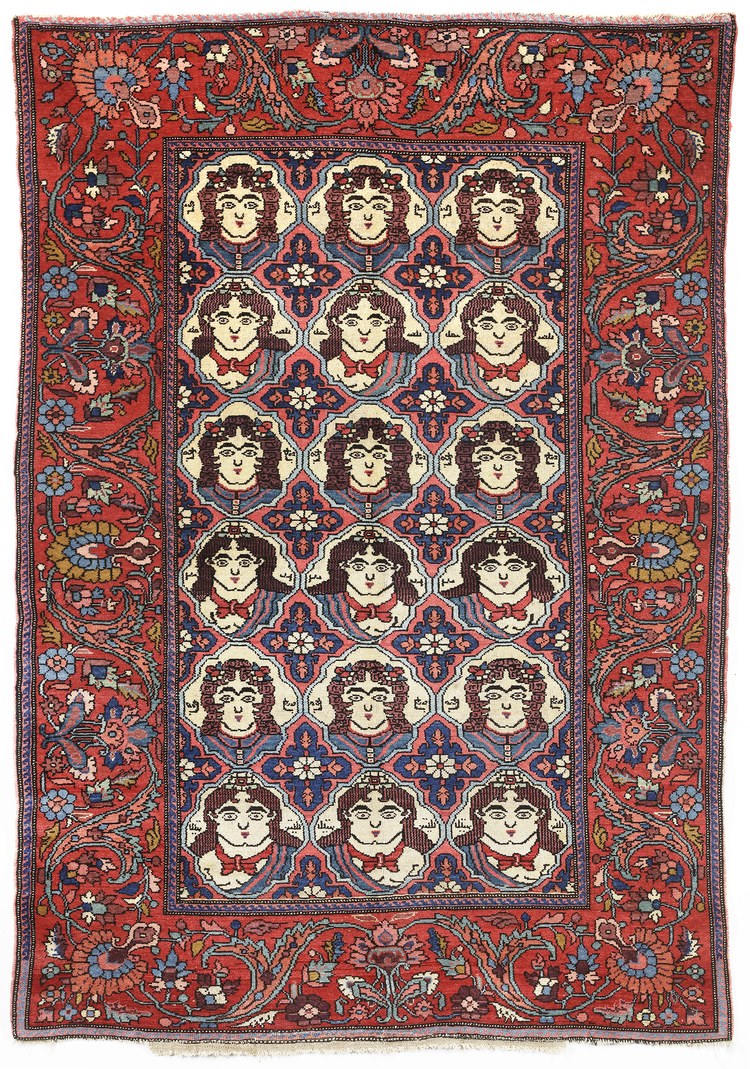 AN UNUSUAL PICTURAL MISHAN MALAYER RUG, LATE 19TH CENTURY