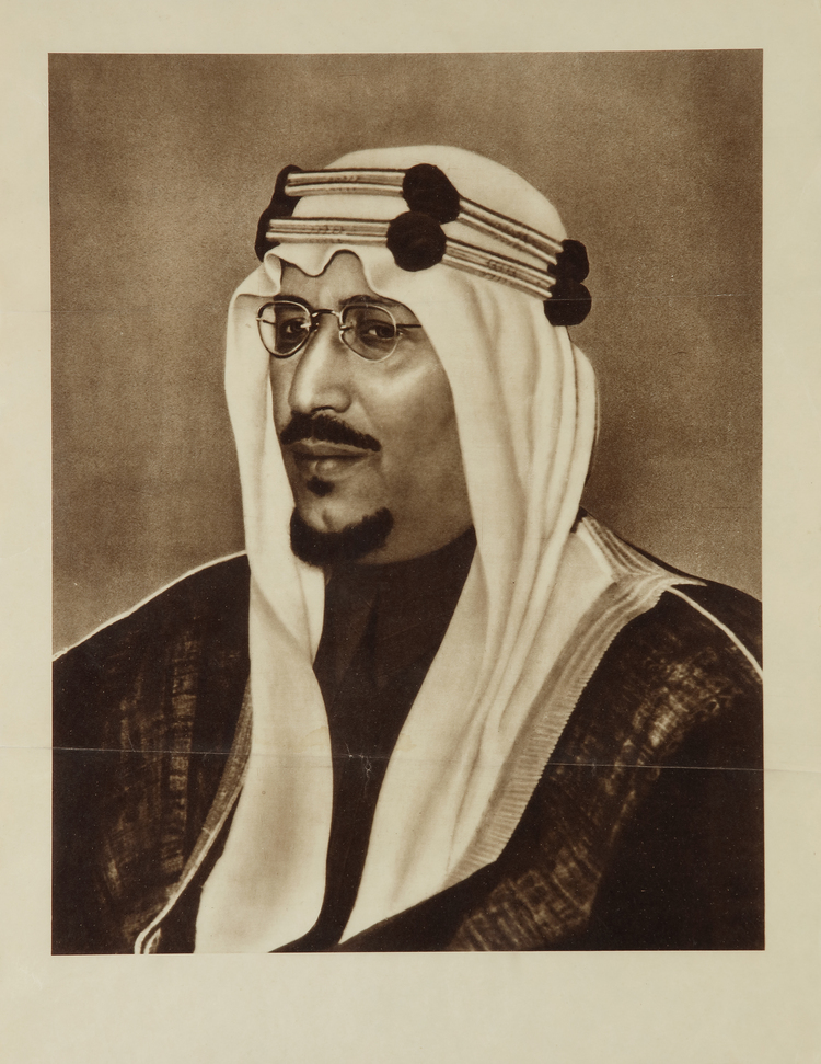 A LARGE PHOTOGRAPH OF KING SAUD BIN ABDULAZIZ AL SAUD 1950s