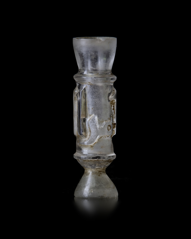 A FRAMENTARY FATIMID ROCK CRYSTAL MOLAR FLASK, EGYPT, 10TH CENTURY