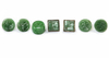 A CHINESE SIX BUTTONS JADE AND SILVER SET, 20TH CENTURY