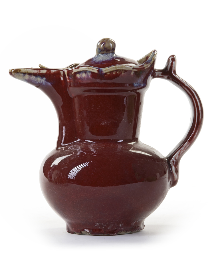 A CHINESE MONK'S CAP EWER AND COVER