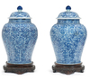 A LARGE PAIR OF CHINESE BLUE AND WHITE JARS AND COVERS, KANGXI PERIOD (1662-1722)