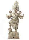 A CHINESE PAINTED POTTERY GUARDIAN, TANG DYNASTY (618-907)