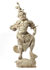 A CHINESE PAINTED POTTERY GUARDIAN, TANG DYNASTY (618-907)