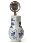 A SILVER MOUNTED CHINESE BLUE AND WHITE MOULDED MILK JUG, KANGXI PERIOD (1662-1722), THE SILVER MARKED 18TH CENTURY