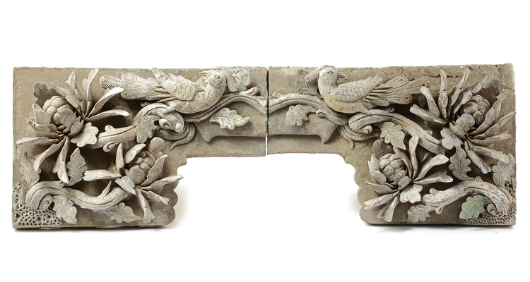 A PAIR OF CHINESE CARVED BRICKS WITH BIRDS AND FLOWERS MOTIF,  MING DYNASTY (1368-1644)