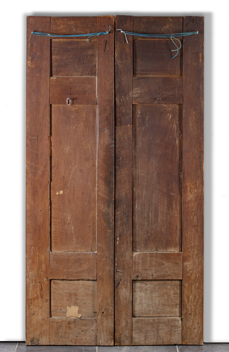 A Pair Of Persian Lacquered Panelled Doors Qajar 19th Century