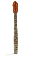 AN OTTOMAN AMBER AND SILVER PIPE MOUTHPIECE, TURKEY, 19TH CENTURY