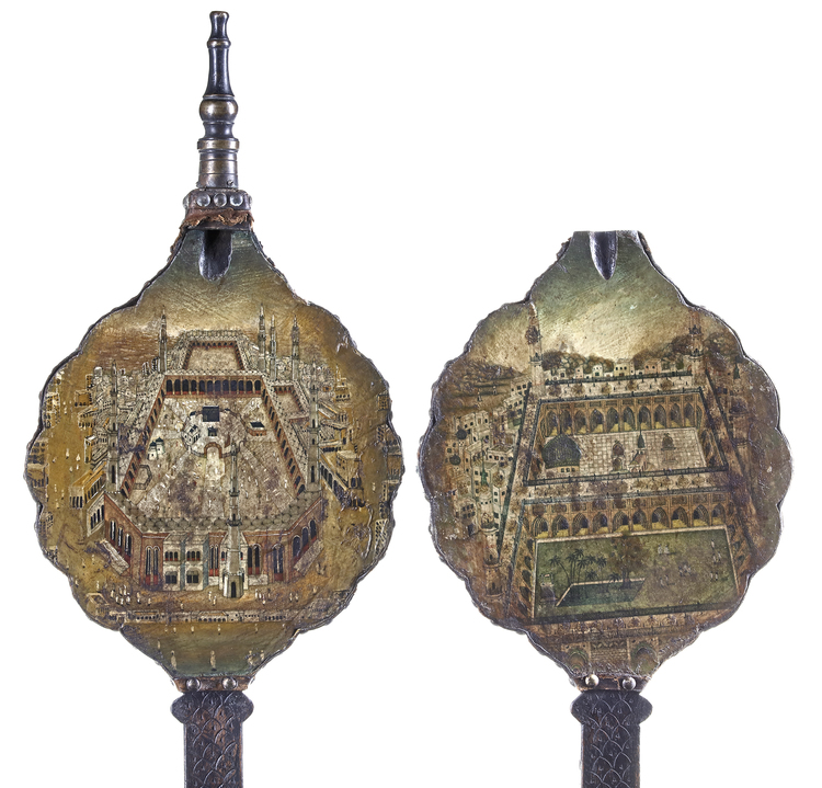 TWO INDIAN PANELS DEPICTING THE KABAA AND THE HOLY MOSQUE IN MEDINA,19TH CENTURY