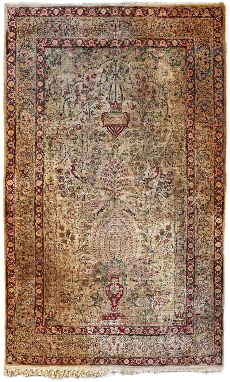 A HEREKE SILK ON SILK RUG, TURKEY, 1950-1960