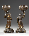 A PAIR OF JAPANESE BRONZE STATUES, MEIJI PERIOD, 19TH CENTURY