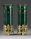 A PAIR OF GREEN GLASS VASES, LATE 19TH CENTURY
