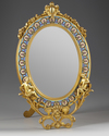 FRENCH CHAMPLEVÉ ENAMELED GILT BRONZE MIRROR, ATTRIBUTED TO A.GIROUX, 19TH CENTURY