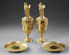 A PAIR OF FRENCH GILT BRONZE EWERS, 19TH CENTURY