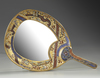 A FRENCH GILT BRONZE  AND ENAMELED HAND MIRROR, 19TH CENTURY