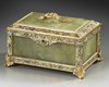 A CHAMPLEVÉ ENAMEL, GILT BRONZE AND GREEN ONYX BOX, LATE 19TH CENTURY