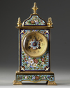 A FRENCH ORMOLU AND CHAMPLEVÉ ENAMEL MANTEL CLOCK, 19TH CENTURY